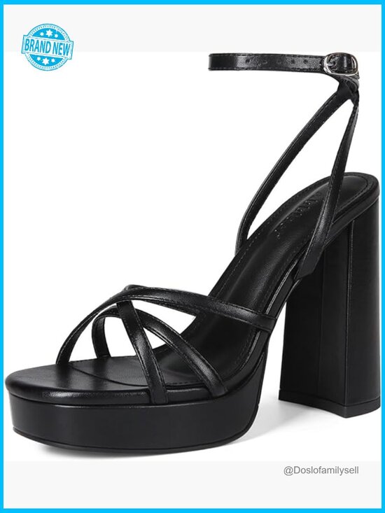 Strappy Platform Heels Chunky Block Heels Open Toe Ankle Strap Sandals Lace Up